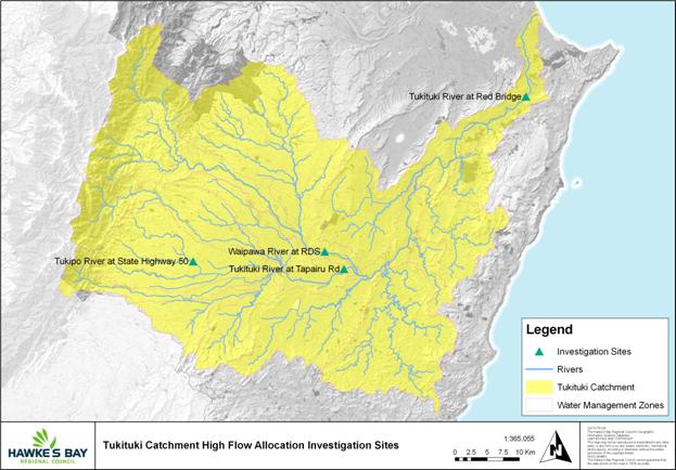 Tukituki High Flow Allocation Sites Cropped