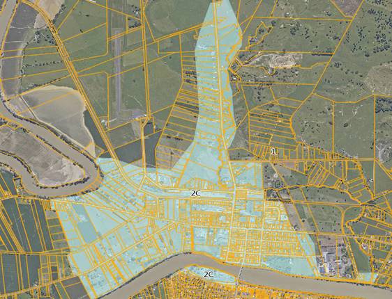 A map of land with yellow lines

Description automatically generated