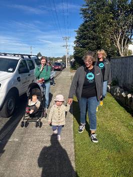 A group of people walking on a sidewalk

AI-generated content may be incorrect.